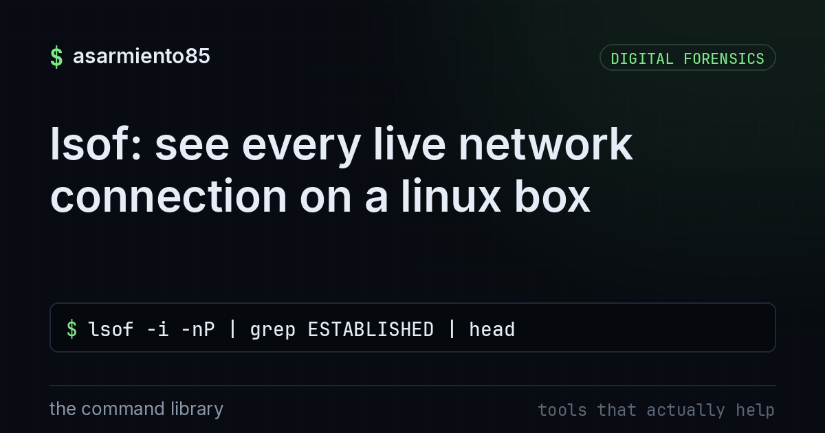 lsof: see every live network connection on a linux box