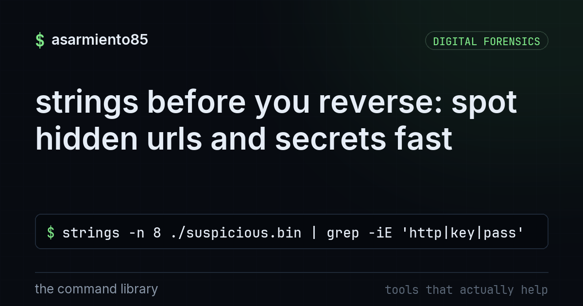strings before you reverse: spot hidden urls and secrets fast
