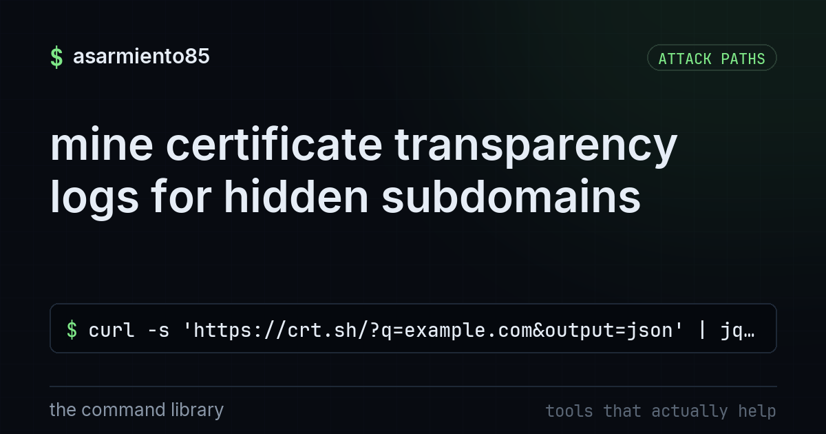mine certificate transparency logs for hidden subdomains