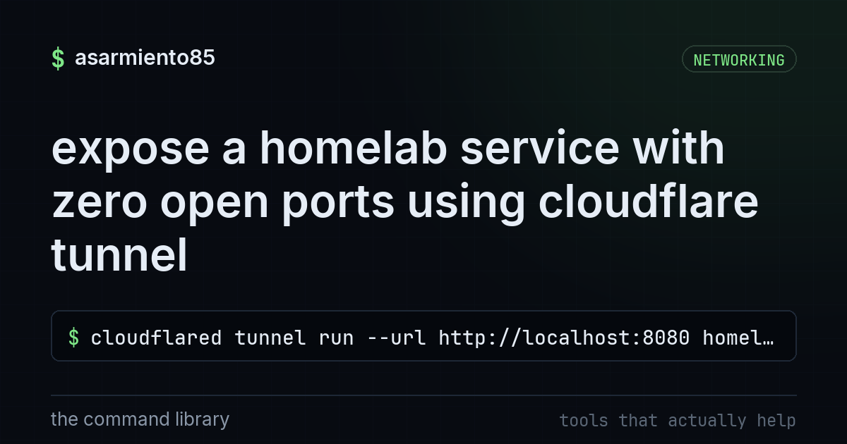 expose a homelab service with zero open ports using cloudflare tunnel
