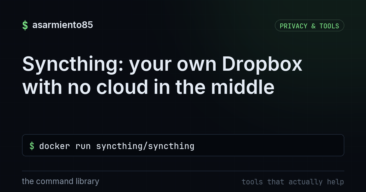 Syncthing: your own Dropbox with no cloud in the middle