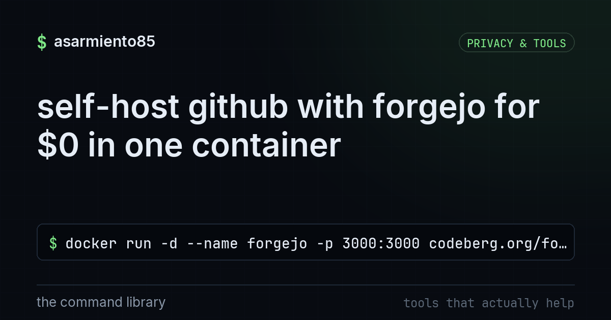 self-host github with forgejo for $0 in one container