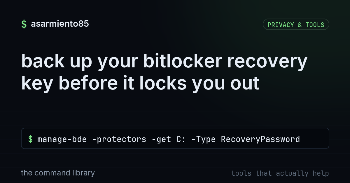 back up your bitlocker recovery key before it locks you out