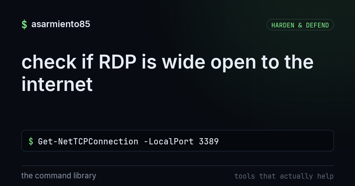 check if RDP is wide open to the internet