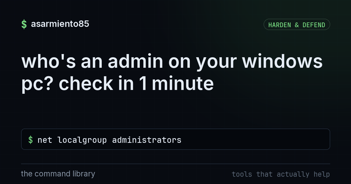 who's an admin on your windows pc? check in 1 minute
